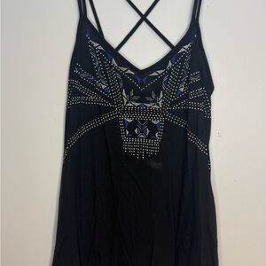 Express Black Camisole with Blue Embellishments